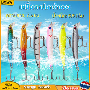 BMWA เหยื่อตกปลาจำลอง 3D 6 สี 5.5 กรัม 7.5 ซม. 1 ชิ้น พร้อมตะขอ 2 ชิ้น