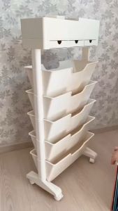 ชั้นวางของมินิมอลสีwhite มีล้อและลิ้นชัก ประกอบง่าย