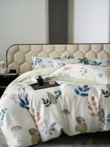 สไตล์อเมริกัน บริสุทธิ์ ผ้าฝ้าย ลวดเย็บยาว 60 นับ ผ้าฝ้าย ผ้านวมชิ้นเดียวผ้าปูที่นอนปลอกหมอนปลอกผ้านวมทั้งหมด- ผ้าฝ้าย ผ้าซาติน เครื่องนอนโฟร์ซีซั่น