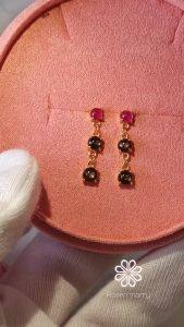 Rosenmarry/ ต่างหูระย้าทับทิม แบล๊คสตาร์ซัฟฟายแท้ ตัวเรือนเงินแท้925 ชุบทอง ฟรีผ้าขัดเงิน จัดส่งพร้อมกล่อง RE066 พลอยประจำเดือนตุลาคม ของขวัญ