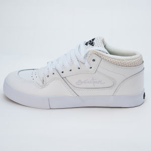 Anemus 07 Style White Litchi Pattern Leather Skate Shoes Shockproof Anti-slip Wear-resistant round Toe Casual Comfortable