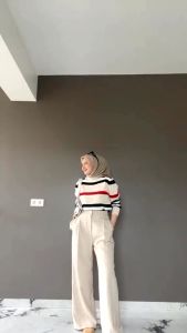 ORO PANTS Highwaist Loose Pants Trousers - Celana Anti Kusut Knitt Premium bahan semi woll kantor