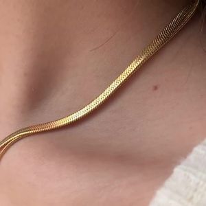 ANENJERY Double Layer Snake Chain Necklace for Women Trendy Choker Party Jewelry
