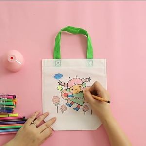 กระเป๋าผ้าระบายสีลายการ์ตูน กระเป๋าระบายสีDIY มีสีเมจิกขายเเยก DIY Bag พร้อมส่งในไทย
