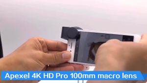 APEXEL APL-HB100FL23 Lensa Kamera HP 2 in 1 Macro Lens with LED Fill