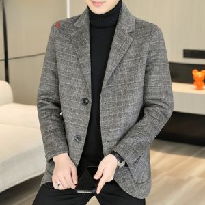 HENGYUANXIANG | Double-Sided Woolen Mens Casual Suit Warm Fashionable City Style Polyester Fiber 46.8% Wool 39.7% Other Materials 7.3%