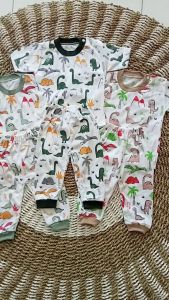 Isi 6 Pcs 3 Set Setelan Piyama Baju Bayi Lengan Pendek Celana Panjang Karakter Lucu Usia 3-18 Bulan
