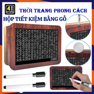 Hộp Đựng Tiết Kiệm Bằng Gỗ Kèm Bút Thông Minh - Ống Tiết Kiệm Thử Thách 100 Ngày Quản Lý Chi Tiêu - Ống Heo Bằng Gỗ Ép Sáng Tạo Giúp Lên Kế Hoạch Hiệu Quả