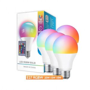 E27 RGB 20W 15W 10W RGBW ไฟ LED หลอดไฟ LED Lampada เปลี่ยนสีสัน RGBWW หลอดไฟ LED พร้อมรีโมทคอนโทรล IR 220V 240V