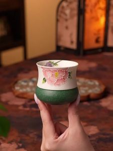 SHUANGYU | Hand-Painted Peony Ceramic Tea Cup