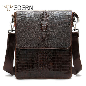 Edern hoạ tiết cá sấu nam giới Túi đeo vai da thật nắp túi đựng tài liệu cho cổ điển cho nam thời trang da bò Túi Đeo Chéo Túi Đeo Nam