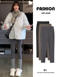 กางเกงโยคะผ้าขนแกะหนาสำหรับผู้หญิง สีเทา ทรงหลวม ทรงเข้ารูป กางเกงขายาวทรงเข้ารูปสำหรับฤดูใบไม้ผลิ ฤดูใบไม้ร่วง ฤดูหนาว ใหม่ 2024