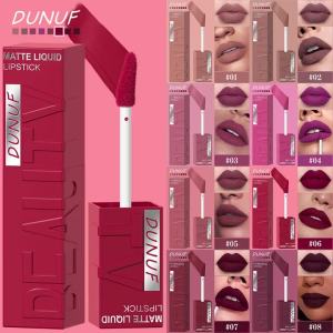 DUNUF 8 Màu Matte Velvet Lip Gloss Chống Thấm Nước 3D Plumping Dễ Dàng Thoa Ống Vuông Dành Cho Nữ Full Size 6G