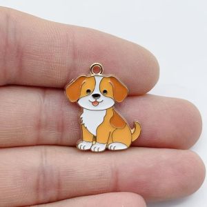10PCS Mặt Dây Chuyền Hình Chó Con Hoạt Hình Bằng Hợp Kim Mạ Men Dùng Làm Trang Sức Tự Làm Hoa Tai Vòng Tay Móc Khóa Quà Tặng Tiệc Tùng