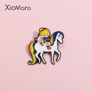 80S Fantasy Movie Rainbow Horse Enamel Pin Cartoon Nostalgia Brooch Lapel Backpack Badge Jewelry Gifts Wholesale accessories