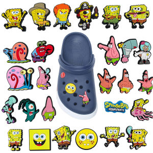 1-32pcs SpongeBob Series for Shoe Charms PVC Shoe Accessories for Classic Clog Shoe Decoration Fit Wristband Kids Gifts
