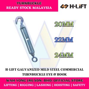H-LIFT GALVANIZED MILD STEEL COMMERCIAL TYPE TURNBUCKLE EYE AND HOOK (20MM - 24MM)