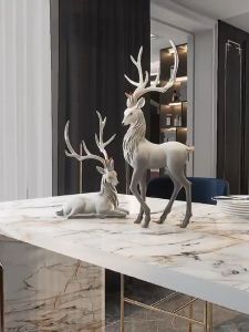 Tượng Hưu Composite Để Bàn Tượng Hươu Sừng Tấm Sang Trọng Nhẹ Nhàng Cho Tiền Sảnh Nội Thất