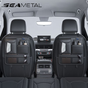 SEAMETAL xe da cao cấp xe túi lưu trữ lưng ghế với Hộp khăn giấy Auto Túi treo đựng gọn đồ xếp gọn đồ phụ kiện