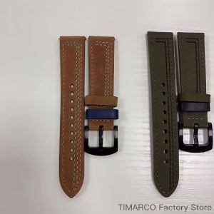 Vintage Leather Smart Strap 20mm 22mm For Samsung Galaxy 42mm 46mm Huawei Watch GT Band Military Green Men Bracelet Correa Reloj