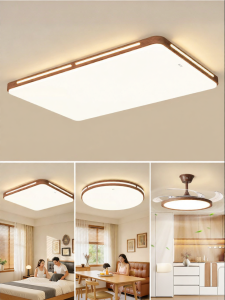 HUIPU ZHAOMING | Retro And Modern Walnut Wood Color Super Bright Ceiling Light