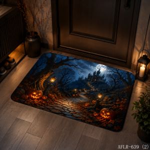 VIKAMA Gothic Style Halloween Doormat Soft Non-Slip Welcome Mat Spooky Indoor Outdoor Rug Dark Entryway Carpet Home Decor
