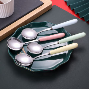 4pcs Macaroon Elegant Handle Dessert Spoon Stainless Steel Cutlery Set Cake Spoon for Home Bar Cafe Coffee Mirror Polishing