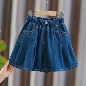 Girls Denim Short Skirt Thin Fashionable Summer Hot Pants Childrens Clothing Cotton Blend Fabric Casual Style mid Waist