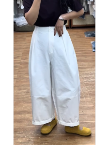 MANMI | Versatile Large Size Fashion Slimming White Casual Pants