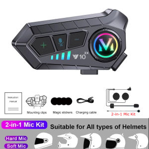 Bluetooth Motorcycle Intercom Helmet Headset 300M For 2 Riders Intercommunicator Waterproof Music Share Interphone