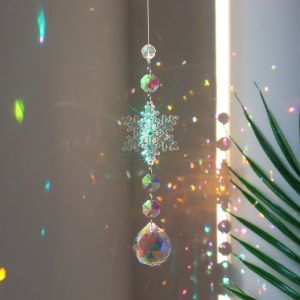 Sun Catcher Crystal Ornament Rainbow Shadow Window Christmas Tree Decoration Dream Catcher Colorful Snowflake Modern Simplicity