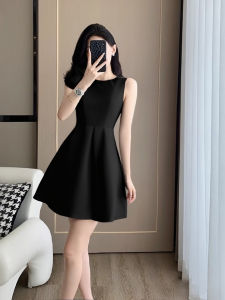 ชุดเดรสสีดำแขนกุดเอวสูงสไตล์ฮิปซี 2025 ชุดเดรสทรงเอสไตล์ฝรั่งเศส ชุดราตรีสุดหรูหรา ชุดเดรสทรงเอเอวสูง