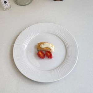 8-Inch Ceramic Western Dinner Plate Spiral Design Steak Plate Simple Round Disk Commercial Use Two for 9.9 Nordic Style Pure Color