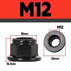 Đai Ốc Khóa Mặt Bích Lục Giác Bằng Nylon Đen DIN6926 Thép Không Gỉ 304 M4-M12 Đế Trơn Tự Khóa Để Chế Biến Gỗ
