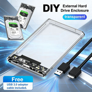 2.5 Inch External Hard Drive Enclosure SATA to USB 3.0 Tool-Free Clear External Hard Drive Case SSD Max 2TB Supports UASP SATA