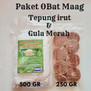 Paket Tepung Irut Pati Garut Dan Gula Kelapa Merah Untuk Meredakan Asam Lambung 500gr