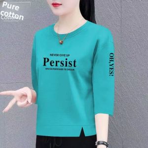 QIAOXIZI | Youthful & Stylish Womens Cotton 3/4 Sleeve T-shirt