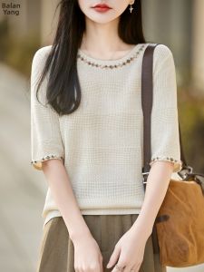 BALANYANG | Áo Thun Tay Ngắn Thiết Kế Ren Tinh Tế