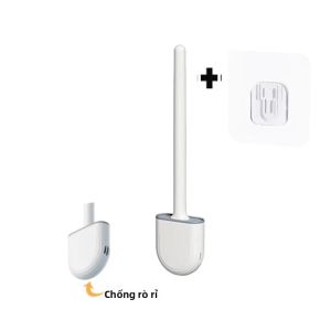 Bộ Bàn Chải Vệ Sinh Nhà Vệ Sinh Bằng Silicon TPR Màu Đen Đầu Phẳng Kèm Giá Treo Tường Thân Thiện Với Môi Trường Bền Bỉ Dụng Cụ Làm Sạch Bồn Cầu Cho Phòng Tắm