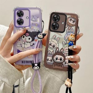 Phone Case Tecno Spark Go 2 POP 10 SparkGo2 POP10 Cute Painted Cartoon Casing with Dolls Lanyard Four Corner Shock-absorbing Lens Protection Silicone Soft Back Cover