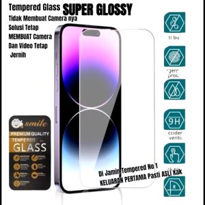 SMILE! ASLI Screen Protector Super Clear THIN IPhone 15 15+ 15PRO 15PROMAX Tempred Kaca Glass Tempered Glossy/Anti Gores Omled 2023/Temperd Pelindung Layar HP Protection LCD Protecth Ful Cover Bening Tanpa List Hitam/tidak ada ORI Plus 14 Pro Max Promax G