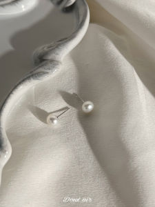 Natural Freshwater Pearl Stud Earrings 6mm Simple Gentle Small Silver Grey Pure Silver Versatile High-End Feeling for Women