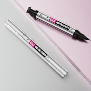 Waterproof Dual Tip Stamp Eyeliner Pen - Easy Cat Eye Wing Liner Stamp & Fine Brush Quick-Dry Smudge Proof Long Lasting (Vegan)