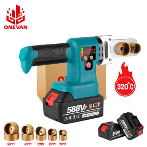 ONEVAN 1400W 20/25/32/40/50mm Cordless Plastic Welding Machine PE/PPR/PB Pipe Melter Pipe Welding Machine Max Temperature 320℃，For Makita 18V Battery