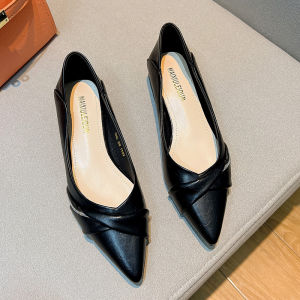 Dream Princess ~ French style Socialite Style Rhinestone Chain Niche Pointed Toe Shallow Mouth Spring and Autumn Chunky Heel Single-Layer Shoes