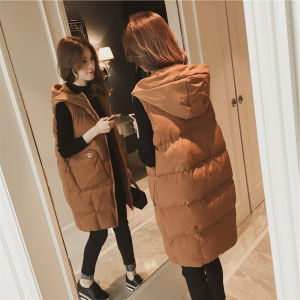 Fall and Winter Plus Size Women's Wadded Jacket Chubby Girl Jacket Vest Female Fat Niuniu Mid Length Long Length Cotton-Padded Waistcoat Vest Coat
