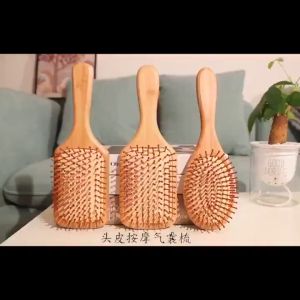 【Rdy Stock现货】Natural Wooden Bamboo Scalp Massage Hair Growth 气垫梳子 Hair Brush Anti Static Air Cushion Comb 2 Designs 木梳子S
