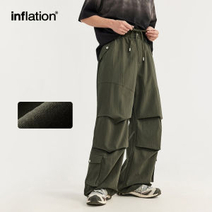 INFLATION brand Mens Youth 2024 Spring/Summer New Parachute Work Pants Trendy Brand Loose Personalized Multi functional Pocket Pants