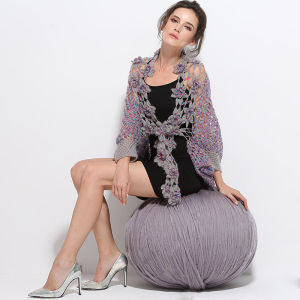 Elegant Batwing Knitted Sweater Handmade Hollow out Crochet Cashmere Womens Open Cardigan Soft Woolen Mid-Length Coat