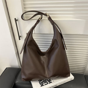 Soft Leather Large Capacity Womens Tote Bag Fashionable British Style Underarm Single Shoulder Bag for Commuting Casual Use